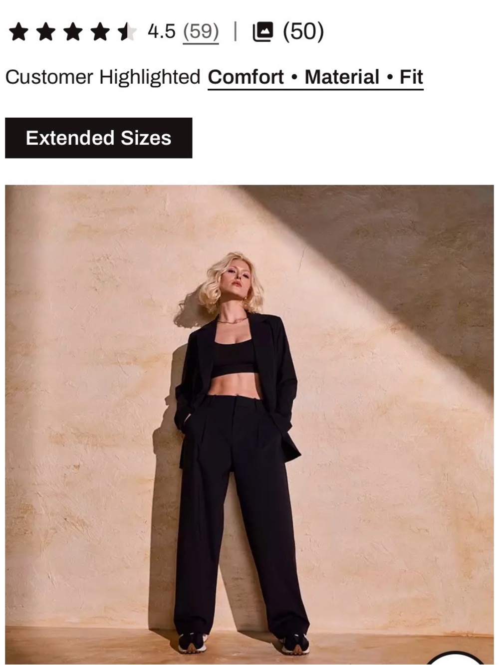 CALIA by Carrie Underwood Black Wide-Leg Pantsuit with Cropped Tank